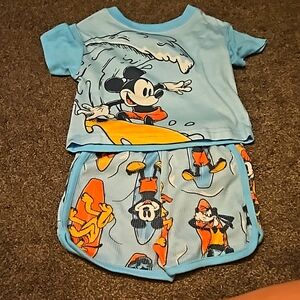 18 month blue shorts and short sleeved pj set
